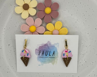 Ice Cream Cone Earrings,  Birthday Gift Daughter, Fun Cute Earrings, Daughter-in-Law Gift, Mother's Day Gift, Nan Gift Earrings