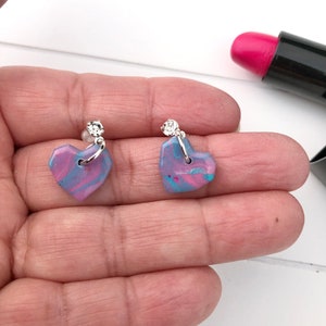 Mini Heart Earrings, Small Love Earrings, Cute Earrings, Pink Hearts, Valentine’s Earrings, Gift for Her, Present for Girls