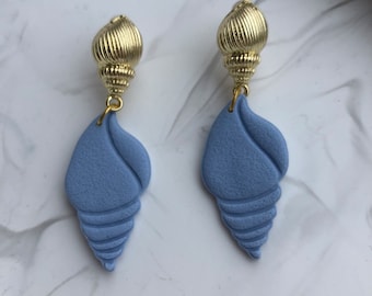 Shell Earrings, Blue Shell Earring, Blue Earrings, Cute earrings, Gift for Her, Summer Earrings, Beach Earrings, Holidays Earrings