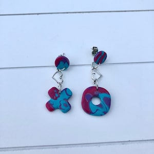 XO Earrings, Love Earrings, Friendship Earrings, Cute Earrings, Kiss Hug Earrings, Statement Earrings, Unique Earrings, Polymer Clay