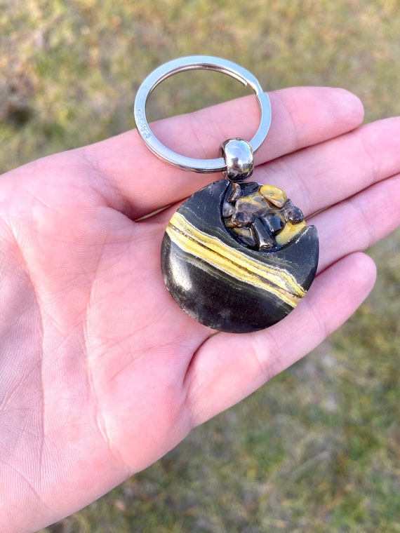 Bumblebee Jasper Moon Keychain 