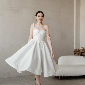 short dress. mini wedding dress sleeve. short wedding dress. satin wedding dress. wedding dress. evening dress.  Nadine style.