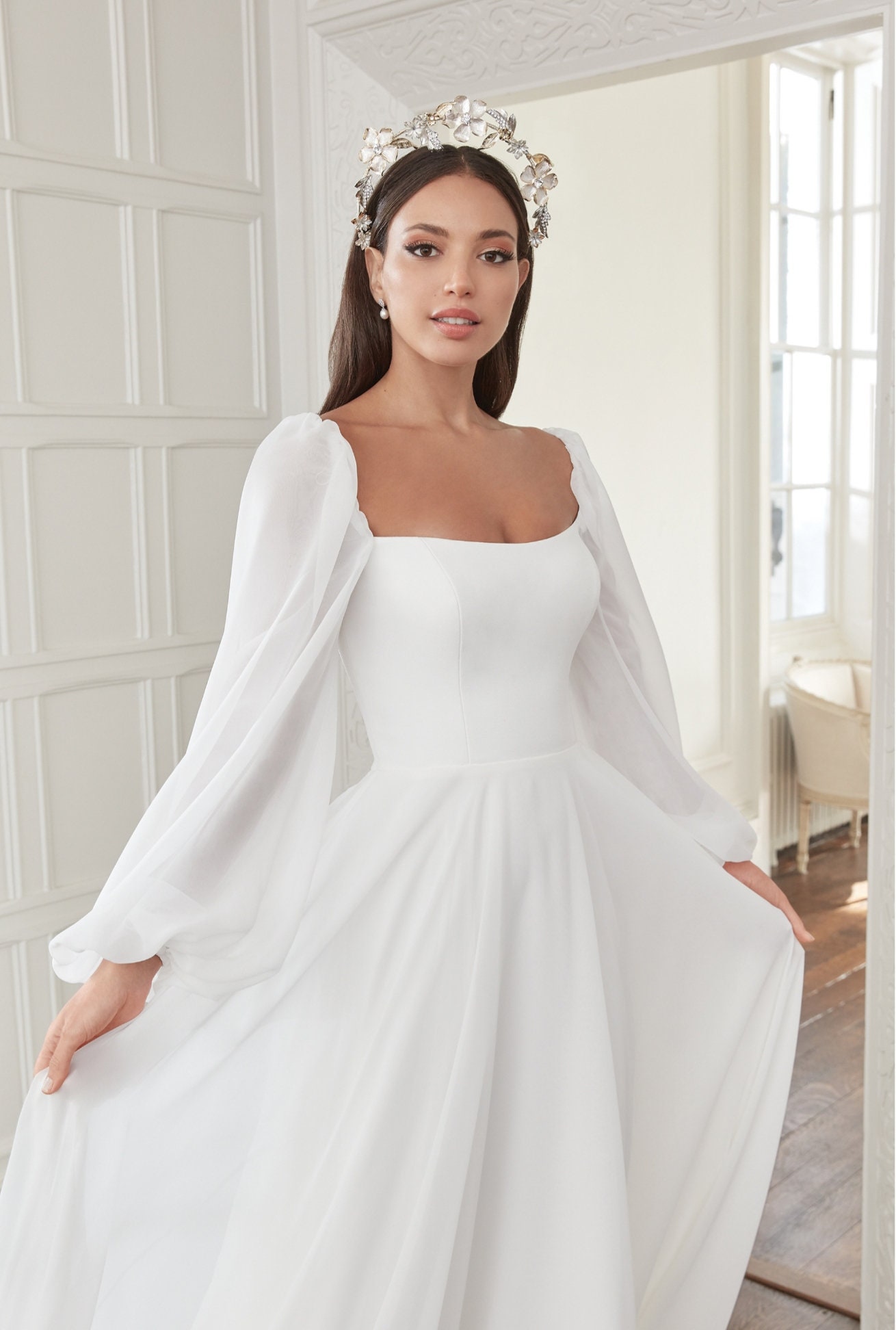 Wedding Dress With Long Sleeve Wedding Dress Shiffon - Etsy