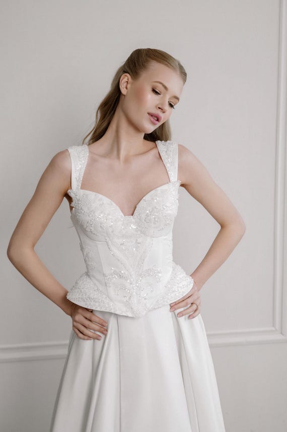 Lace Corset Wedding Dress With Long Train - Boho Royal Bridal Gown - Etsy
