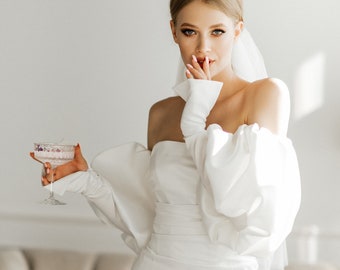 mini wedding dress with long sleeve. Wedding dresses.  short wedding dress. wedding dress. evening dress. Mini wedding dress Plus size.