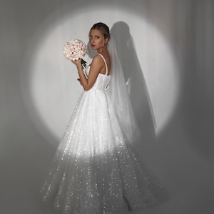 Wedding Dress. Shiny dress. bulky sleeve. fluffy wedding dress. luxury wedding dress. Wedding dress with glitter. Angelina style.