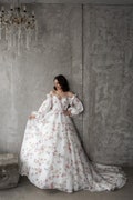 Floral Organza Wedding Dress: Princess Long Train Gown product logo