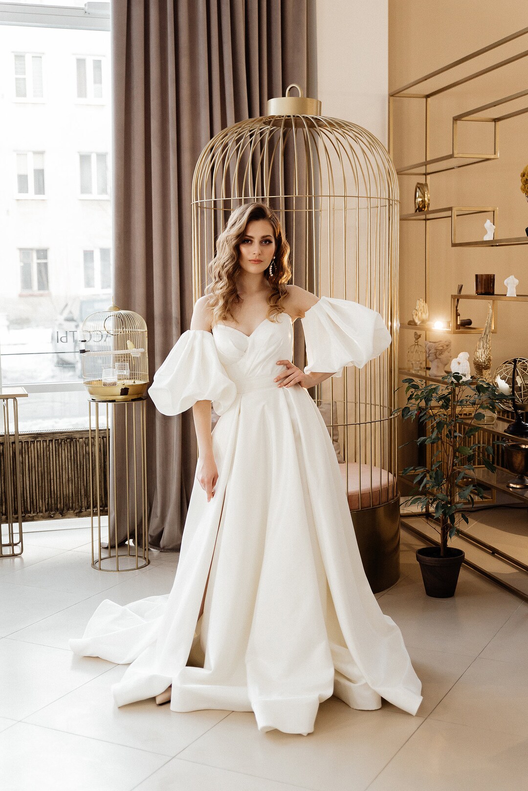 Ida Robe De Mariage Droite Robe De Robe De Mariée à Manches