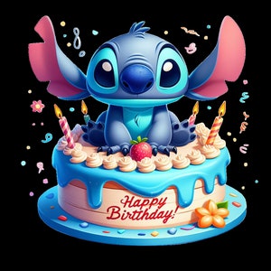 Stitch Birthday PNG - Etsy