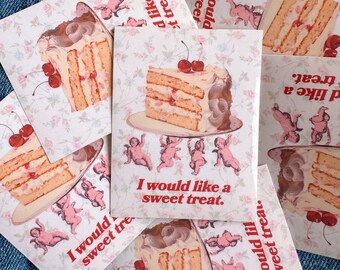 Sweet Treat Sticker, Vintage Sticker, Kindle Sticker, Cute Sticker, Pink Sticker, Vintage Core