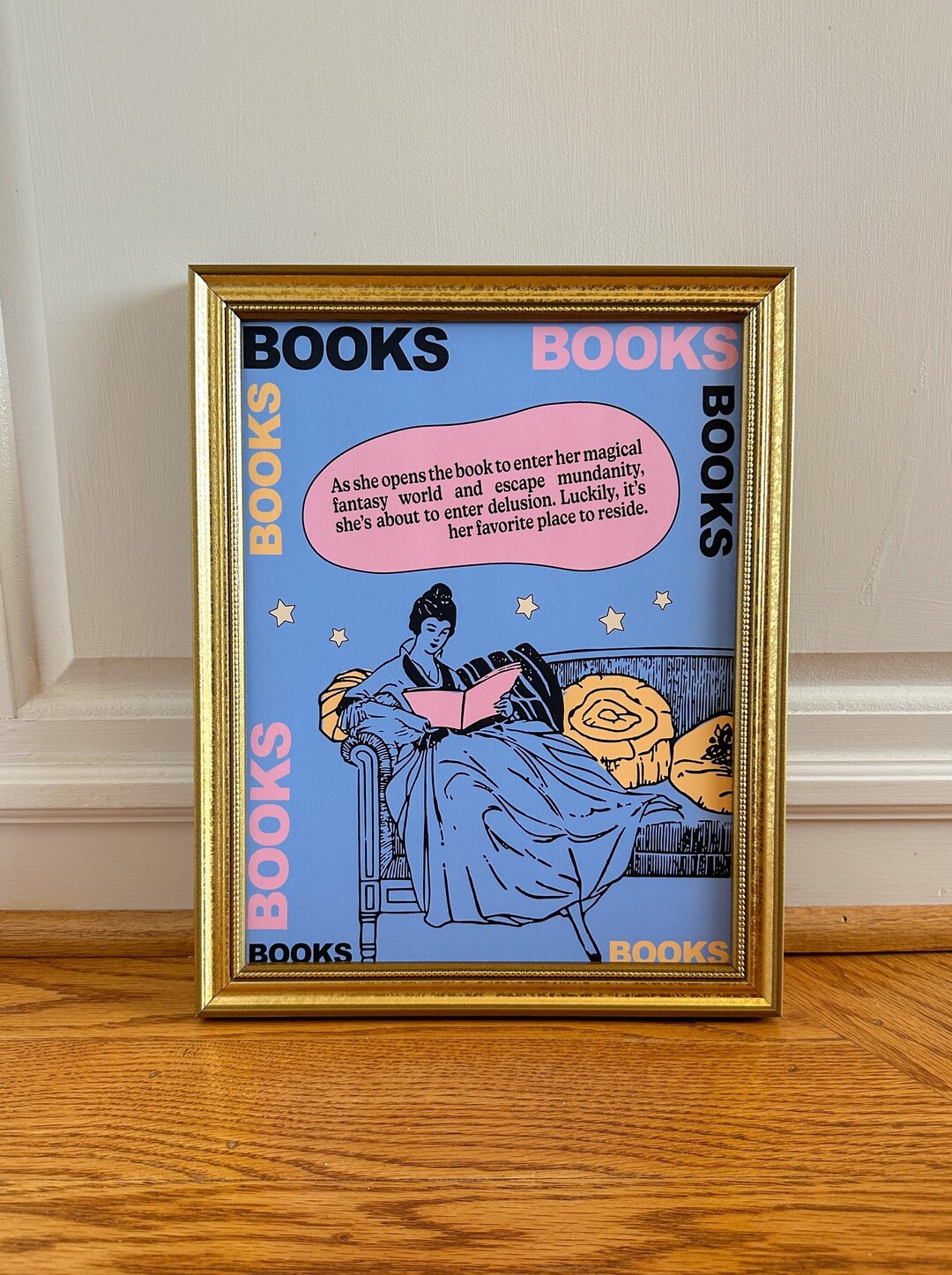 Delusion Book Poster, Book Lovers Art Print, Fantasy Reader Poster