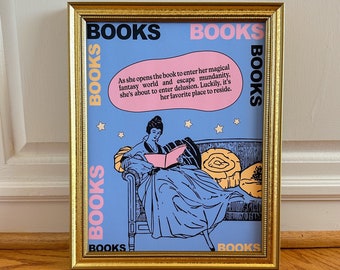 Delusion Book Poster, Book Lovers Art Print, Fantasy Reader Poster, Bookish Poster, Reader Print, 8.5x11 inch Poster, Book Art, Matte Poster