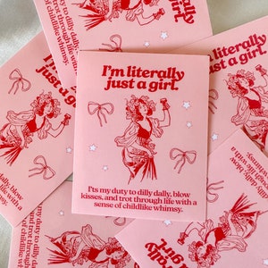 Just a Girl Sticker, retro sticker, cute sticker, literally a girl, kindle sticker, pink sticker, girly sticker, vinyl sticker, pink sticker