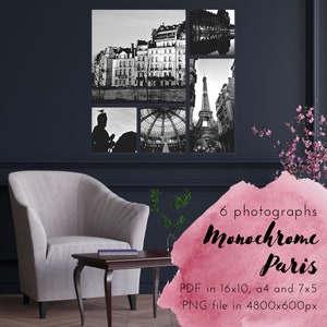 Paris set of prints in black and white , Paris gallery wall, Digital prints, Paris Wall Art, Paris Black & White Photography