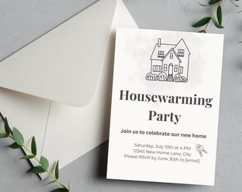 Invitación de inauguración de la casa editable / Plantilla de Canva imprimible / Invitación digital a la fiesta de inauguración de la casa / Descarga instantánea