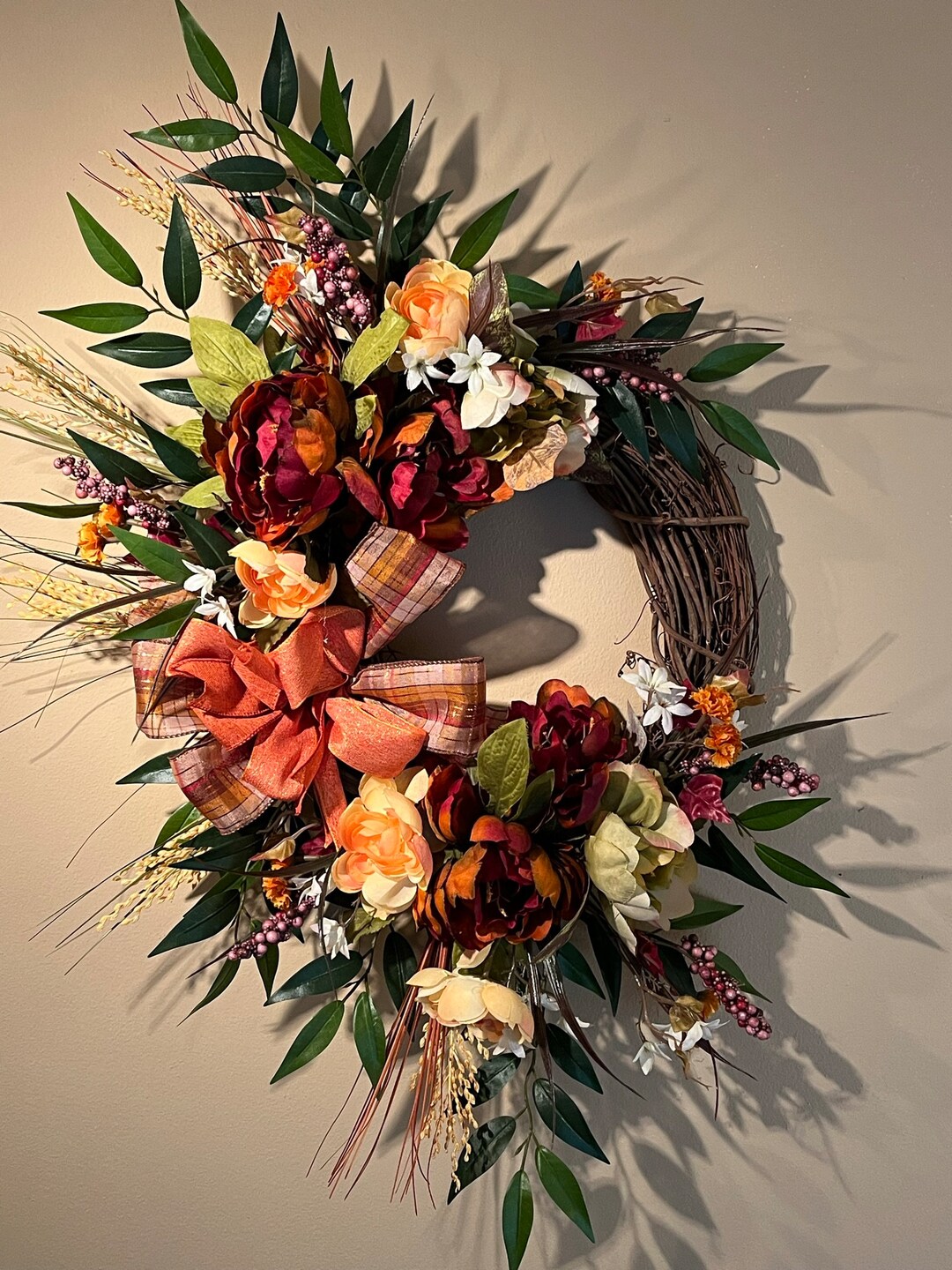 Fall Rust Floral Wreath - Etsy
