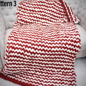 Chunky Chenille knitted throw blanket Handmade with alternating colors
