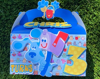 Blue’s dog Treat Boxes/ Gable Boxes Blues dog party bags, Blue Birthday