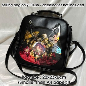 Cat Ita Bag Japanese Itabag Cat Bag Cute Anime Bag Genshin Impact Bag Genshin Hutao Transparent Bag Japan Tote Bag Black (BAG ONLY)
