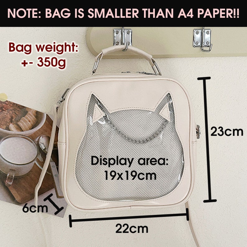 Cat Ita Bag Japanese Itabag Cat Bag Cute Anime Bag Genshin Impact Bag Genshin Hutao Transparent Bag Japan Tote Bag Ivory (BAG ONLY)