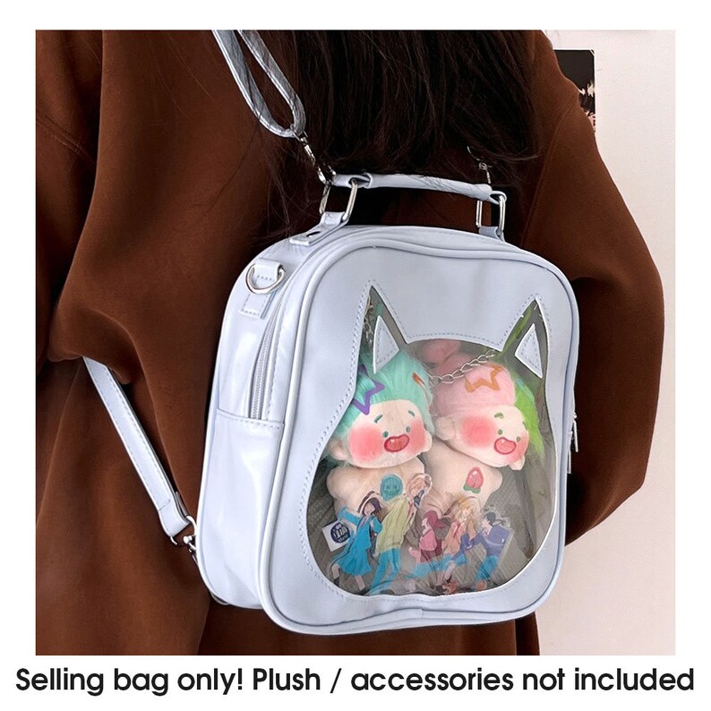 Cat Ita Bag Japanese Itabag Cat Bag Cute Anime Bag Genshin Impact Bag Genshin Hutao Transparent Bag Japan Tote Bag Blue (BAG ONLY)