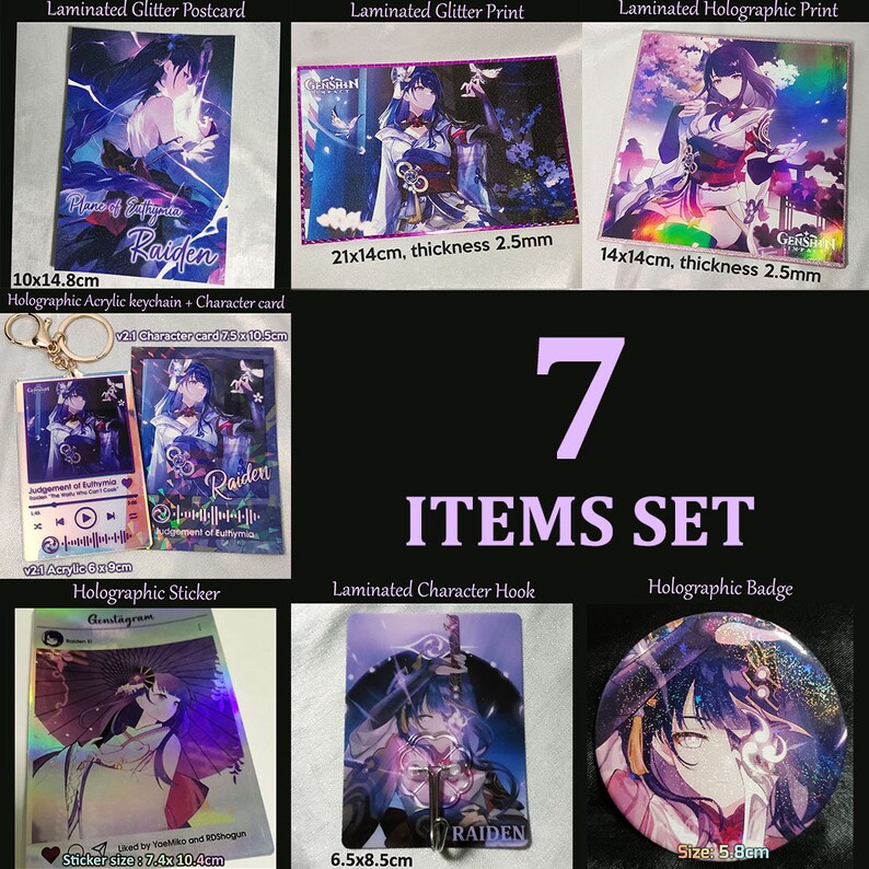 Genshin Impact Raiden Merch Set Genshin Raiden Gift Set Raiden Etsy