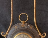French Style Gothic Ormolu Clock- Gilded Bronze 8 Day Wall Clock- West Germany
