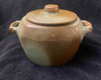 Vintage Frankoma Pottery 5w Prairie Green Casserole Dish-Bean Pot