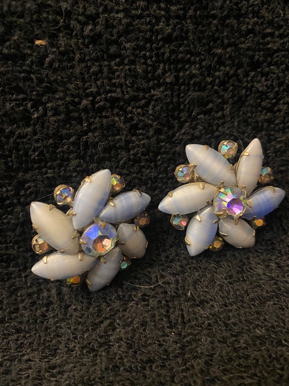 Albert Weiss Signed Earring Set, Vintage Blue Sto… - image 2