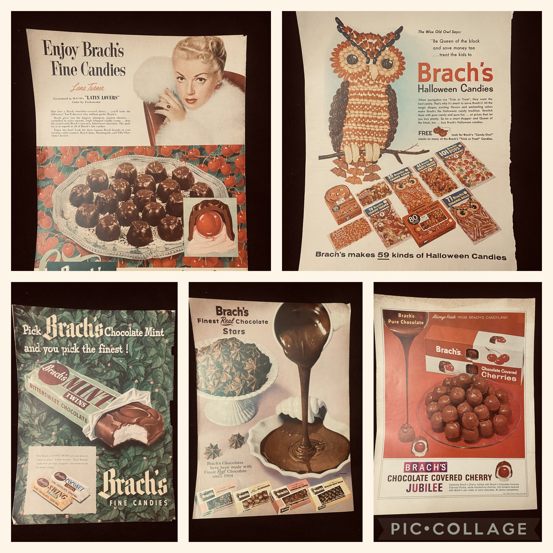 Brachs Candy Vintage Magazine Ads Lot of 5 1950s-1960s 