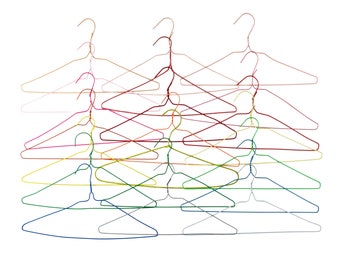 VINTAGE Vinyl Coated Wire Hangers - 21 COLORS - 1960s Traditional Size Adult Hangers Rainbow Pastel Bright Colored Rubber Coated RARE Kids