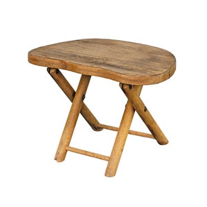 20th Century Yugoslavian Stool - Foldable Collapsible Wooden Milking Stool 1970's Plant Stand Primitive