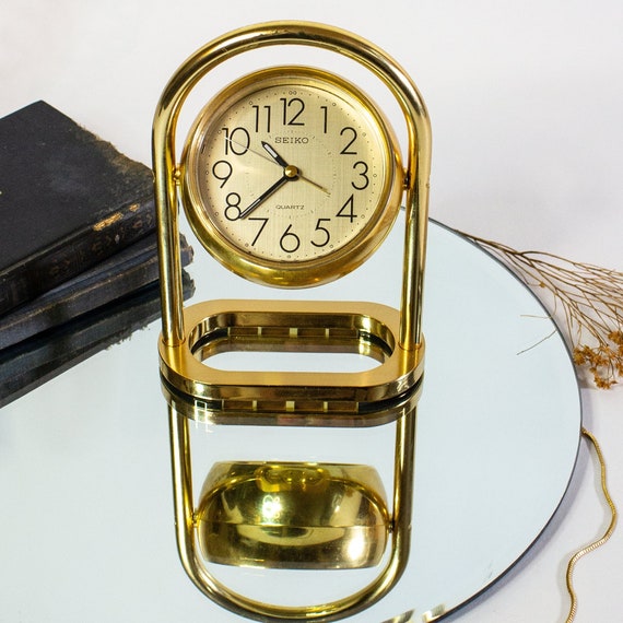 VINTAGE Art Deco Rotating Gold Seiko Desk Shelf Clock From the - Etsy