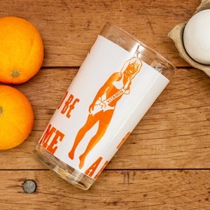 VINTAGE Bikini Girl Vitamin C Girl 8oz Drinking Glass - Novelty Gift Funky Drinkware RARE