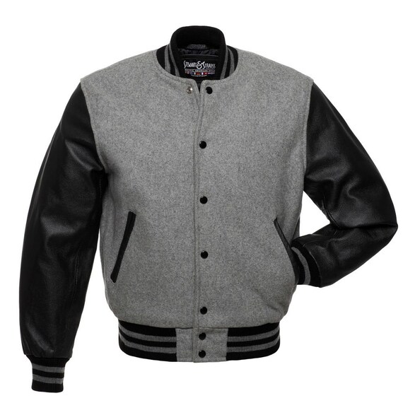 Varsity Base Black Wool Body & Black Leather Sleeves Letterman Jacket