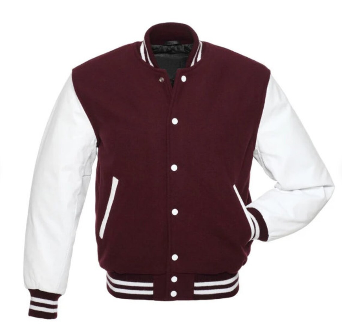 Varsity Letterman Baseball in Maroon Wool and White Leather - Etsy