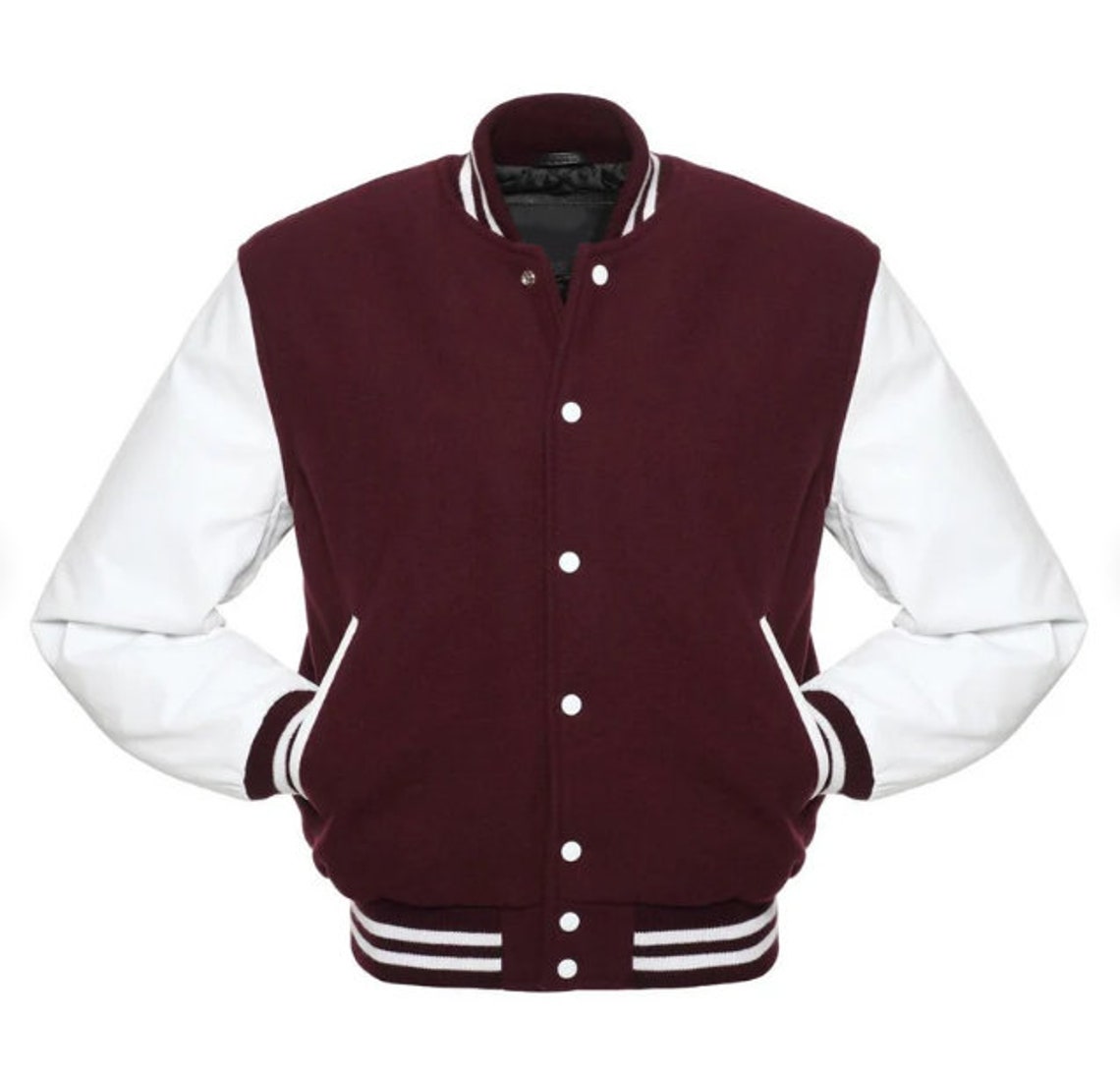 Varsity Letterman Baseball in Maroon Wool and White Leather - Etsy