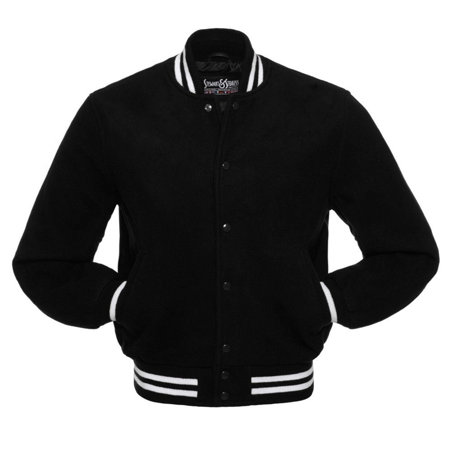 All Black Wool Varsity Jacket Letterman Baseball Mens Jackets Etsy