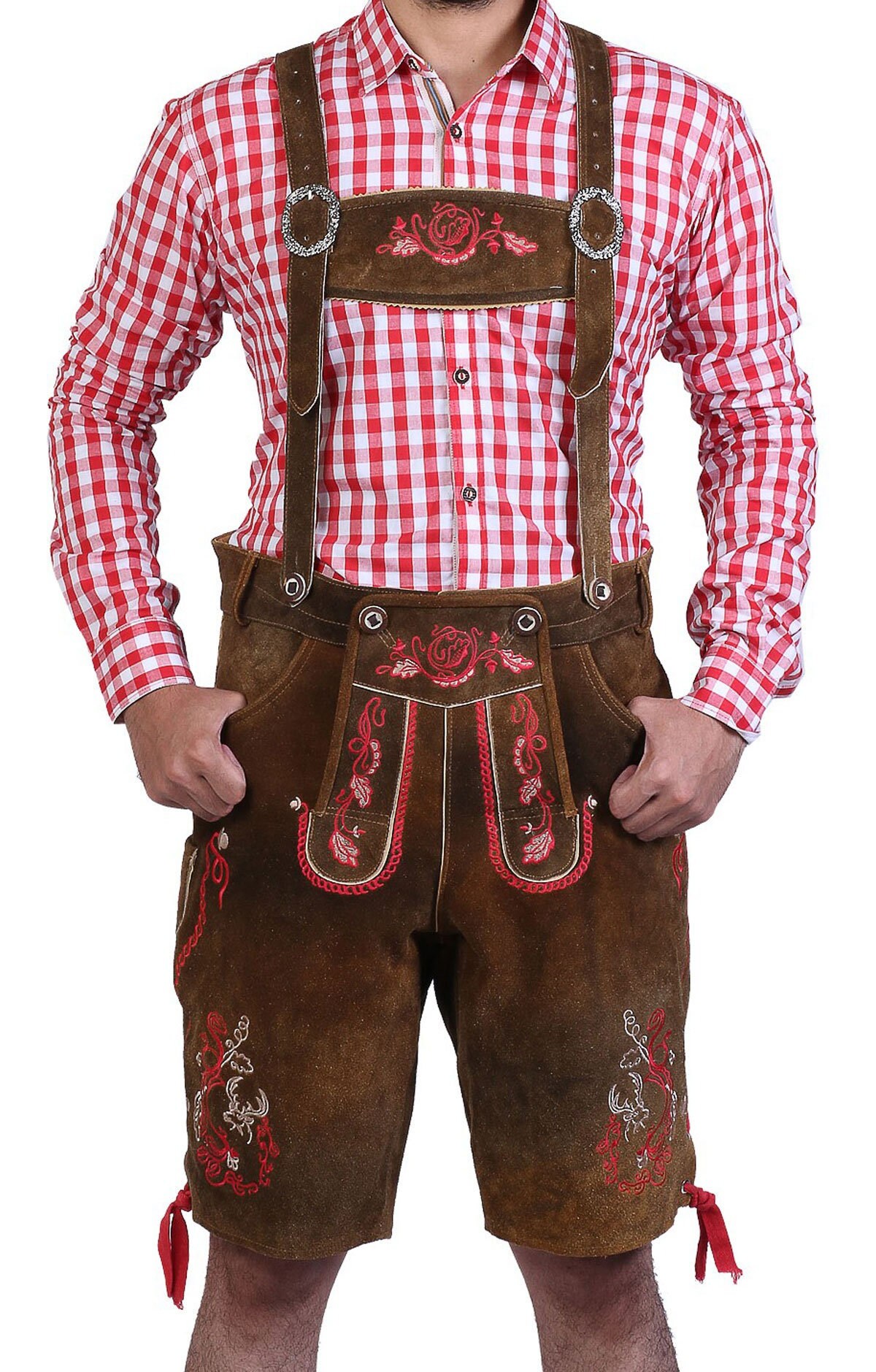 Buffalo Lederhosen with Suspenders Men Trachten Short Light Brown Oktoberfest German Lederhosen Clothing Mens Clothing Shorts 