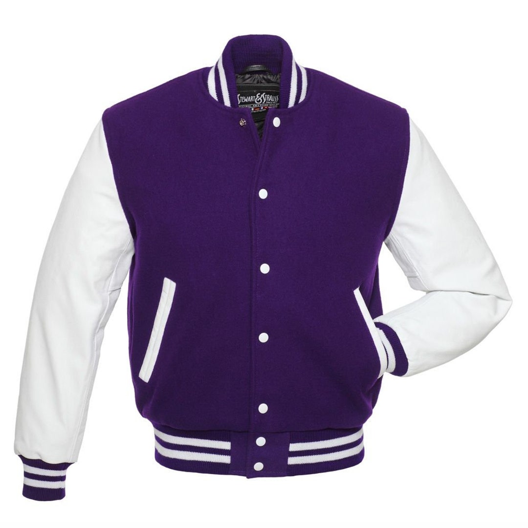 New Varsity Letterman Baseball in Purple Wool and White - Etsy