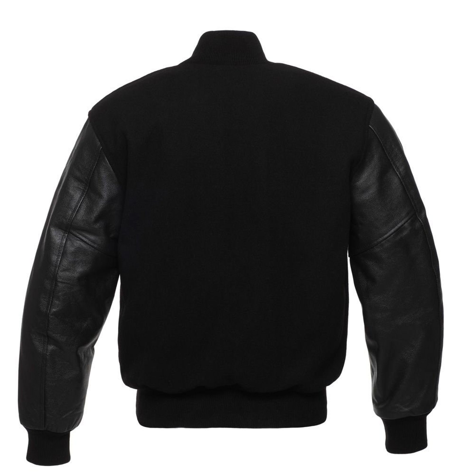 Black 100% Wool Black Leather Sleeves Varsity Jacket Mens - Etsy