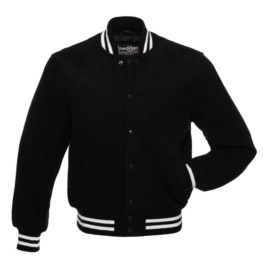 All Black Wool Varsity Jacket Letterman Baseball Mens Jackets - Etsy