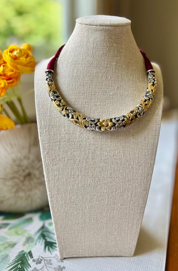 Dual Tone Silver Hasli Necklace