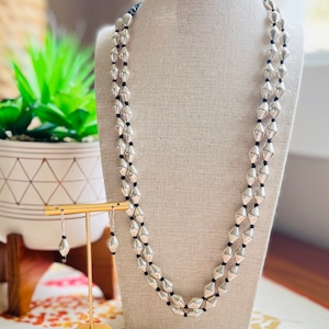 Silver Dholki bead Necklace