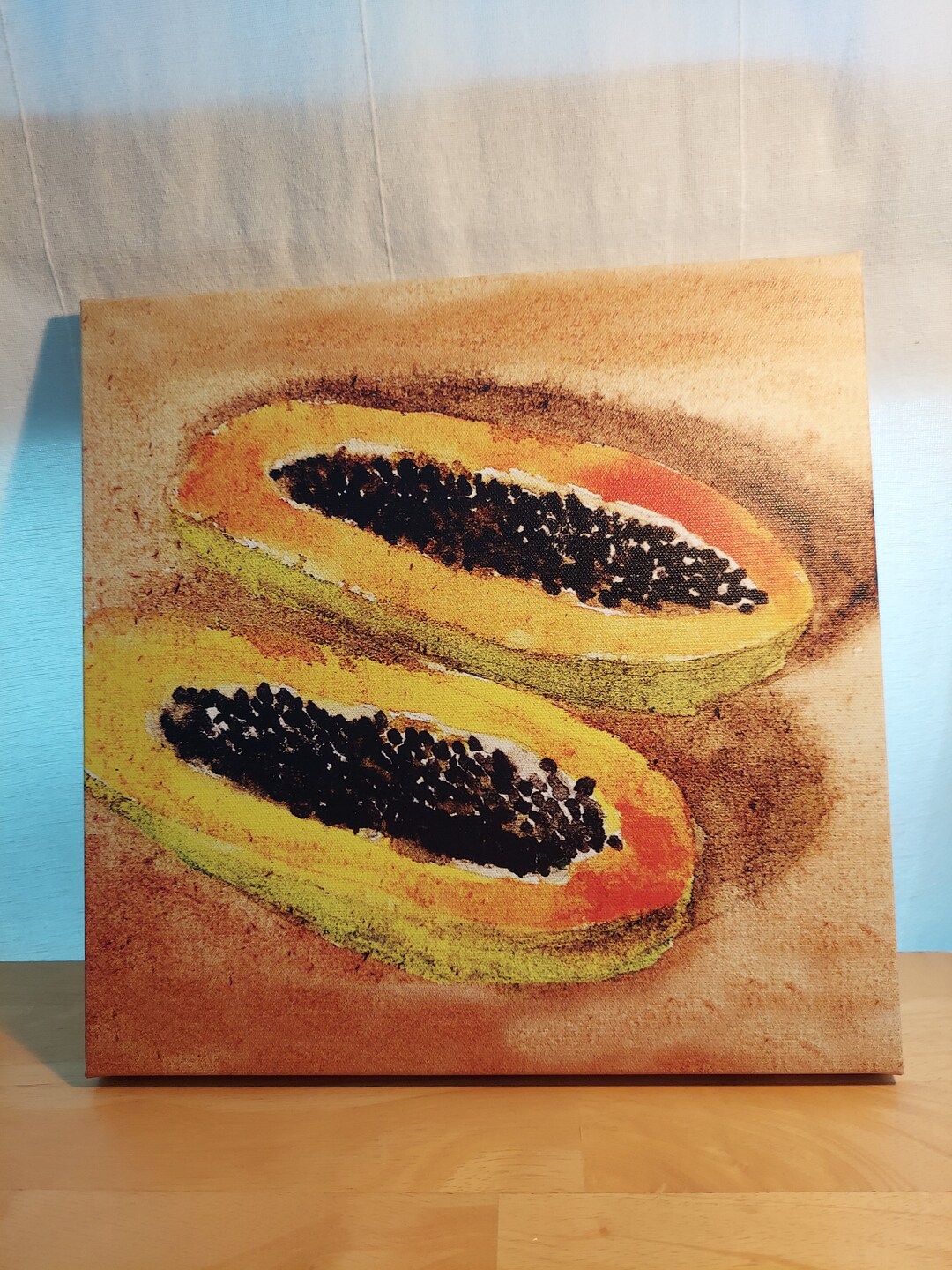 Papaya Art Print, Papaya Watercolor Art, Papaya Fruit Wall Art, Fruit