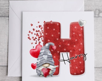 Personalised Red Heart Letter Valentines Card