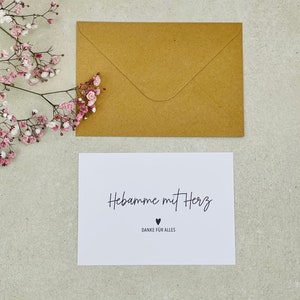 Geschenkkarte für die Hebamme mit Herz, Dankeskarte mit Umschlag, Danke für die Hebamme, Geschenke für Hebammen, Hebammengeschenk, Geschenk