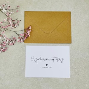 Geschenkkarte Erzieherin mit Herz optional mit Kraftpapierumschlag