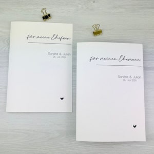 Geschenk Ehepartner Mappe Eheversprechen Umschlag Trauung Mappe A5 Klammer Gold optional Mappe personalisierbar Eheversprechen Herz schwarz