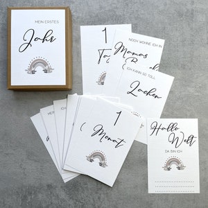 Meilensteinkarten Regenbogen Babys erstes Jahr, Milestonecards, Geschenk zur Geburt, Geburtsgeschenk, Erinnerungskarten an erstes Lebensjahr
